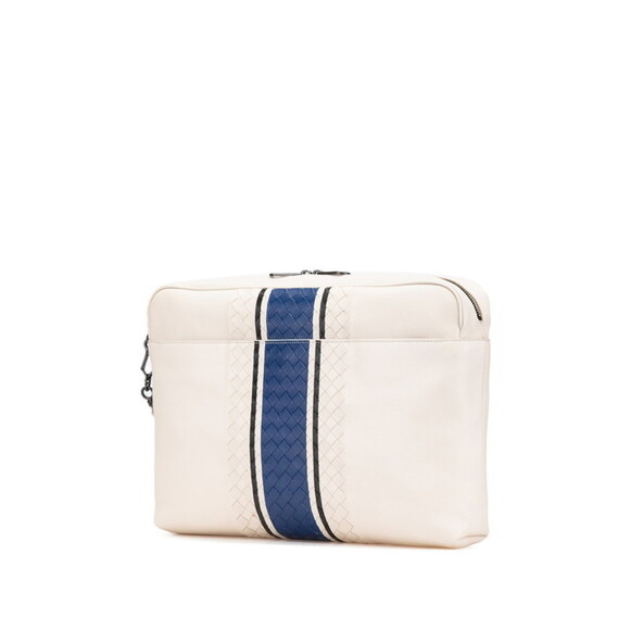 BOTTEGA VENETA White Leather Intrecciato Clutch Bag - Picture 2 of 12